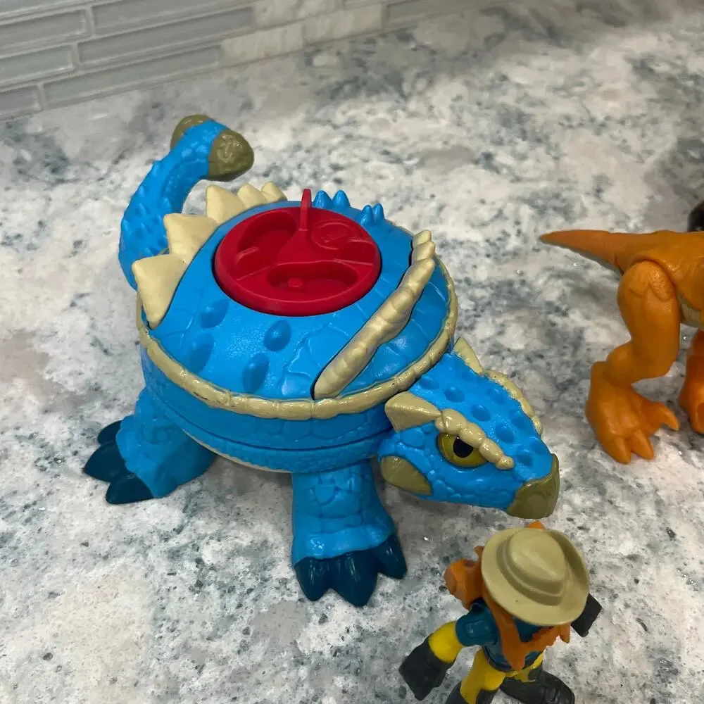 Fisher Price Imaginext Jurassic World Ankylosaurus Raptor Dino Riders Figures